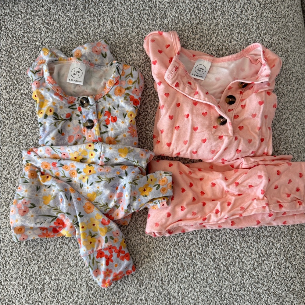 Lou Lou and company top + bottom set 6-12m set of 2